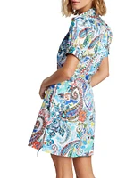 Carolina Watercolor Paisley Shirtdress Dress