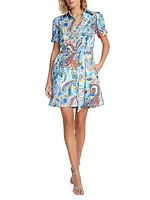 Carolina Watercolor Paisley Shirtdress Dress