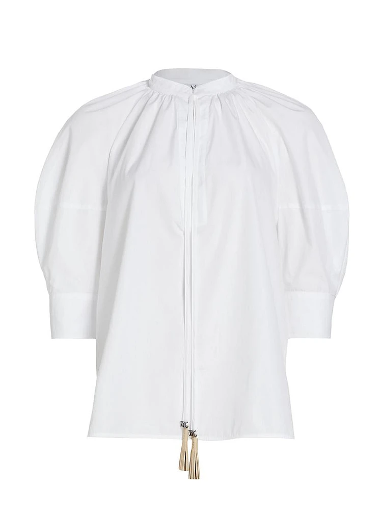 Capri Cotton Balloon-Sleeve Shirt