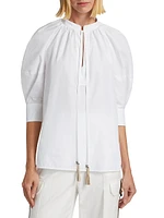 Capri Cotton Balloon-Sleeve Shirt