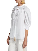 Capri Cotton Balloon-Sleeve Shirt