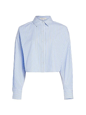 Striped Cotton Crop Long-Sleeve Shirt