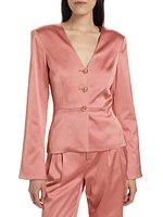 The Classy Button-Front Satin Top