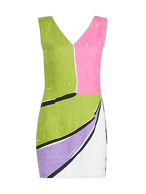 Sweet Disposition Printed Linen Minidress