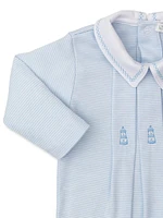 Baby Boy's Embroidered Collar Footie