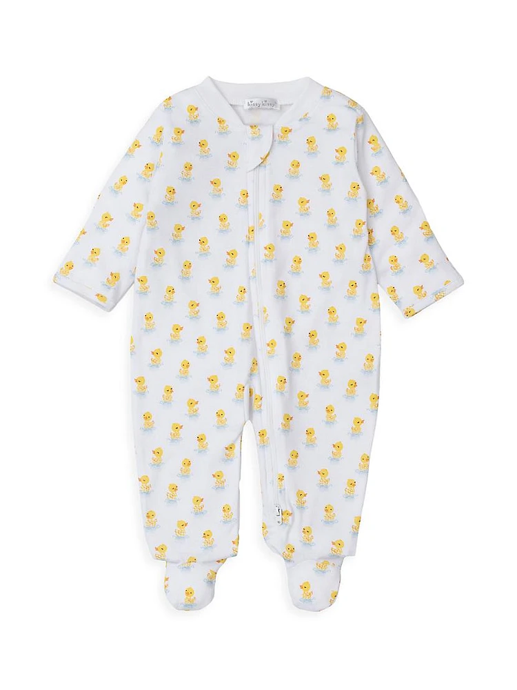 Baby's Duck Print Zip Footie