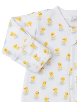 Baby's Duck Print Zip Footie