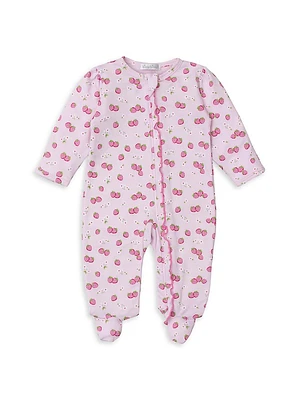 Baby Girl's Strawberry Print Ruffle-Trim Footie