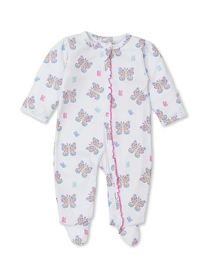 Baby Girl's Butterfly Ruffled Footie