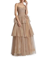 Estelle Tiered Point d'Espirit Corset Gown