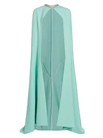 Charlotte Beaded-Trim Crepe Cape