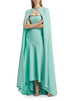 Charlotte Beaded-Trim Crepe Cape