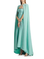 Charlotte Beaded-Trim Crepe Cape