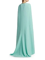 Charlotte Beaded-Trim Crepe Cape