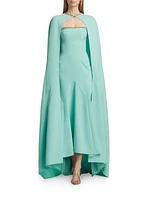 Charlotte Beaded-Trim Crepe Cape