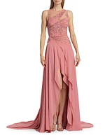 Ginger Embellished Chiffon Draped Gown