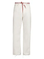 Tie-Waist Straight-Leg Trousers