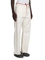 Tie-Waist Straight-Leg Trousers