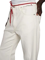 Tie-Waist Straight-Leg Trousers