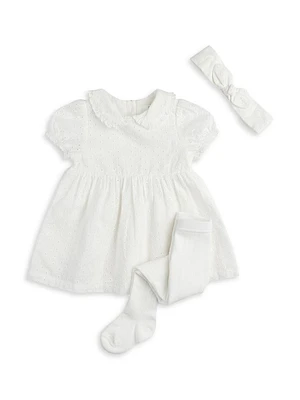 Baby Girl's Petit Lem Eyelet Dress & Tights Set