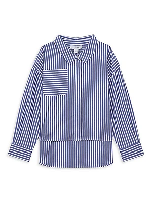 Little Girl's & Girl's Striped Button-Up High-Low Shirt