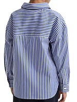 Little Girl's & Striped Button-Up High-Low Shirt