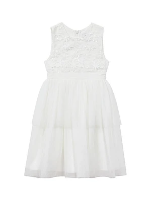 Little Girl's & Rocha Embellished Floral Dress