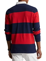 Striped Cotton Long-Sleeve Polo Shirt