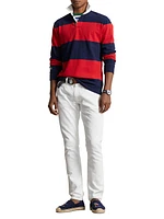 Striped Cotton Long-Sleeve Polo Shirt