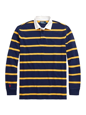 Striped Cotton Long-Sleeve Polo Shirt