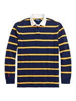 Striped Cotton Long-Sleeve Polo Shirt