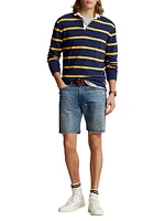 Striped Cotton Long-Sleeve Polo Shirt