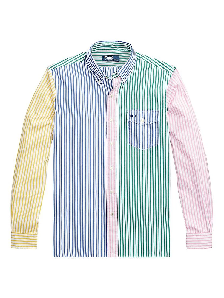 Striped Poplin Cotton Button-Down Shirt