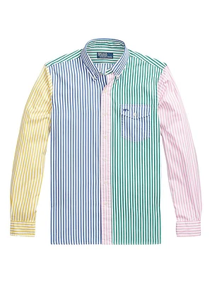 Striped Poplin Cotton Button-Down Shirt