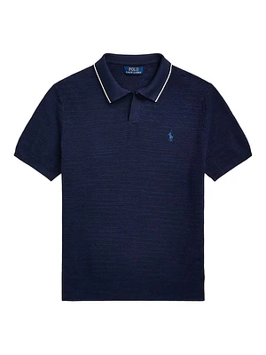 Striped Cotton-Blend Polo Shirt