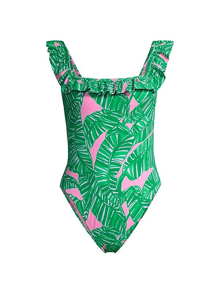 Aemma Leaf Ruffled One-Piece Swimsuit