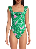 Aemma Leaf Ruffled One-Piece Swimsuit