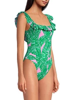 Aemma Leaf Ruffled One-Piece Swimsuit