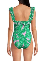 Aemma Leaf Ruffled One-Piece Swimsuit