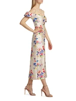 Palma Beaded Floral Ruched Off-The-Shoulder Dress