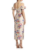 Palma Beaded Floral Ruched Off-The-Shoulder Dress