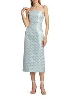 Marcella Daisy Brocade Strapless Sheath Dress