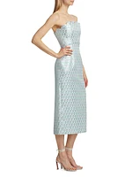 Marcella Daisy Brocade Strapless Sheath Dress