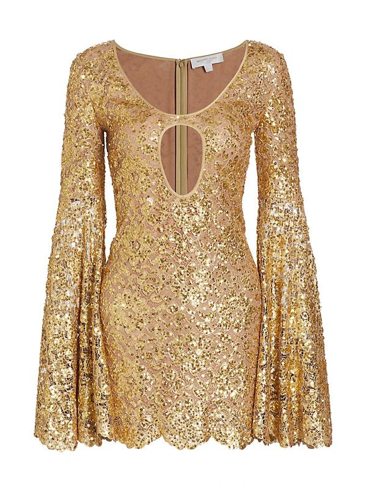 Sequined Bell-Sleeve Minidress