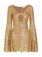 Sequined Bell-Sleeve Minidress