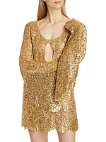 Sequined Bell-Sleeve Minidress