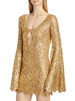 Sequined Bell-Sleeve Minidress