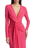 Gathered Draped Midi-Dress