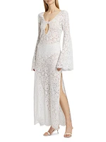 Sequin-Embellished Cotton-Blend Lace Gown