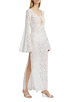 Sequin-Embellished Cotton-Blend Lace Gown